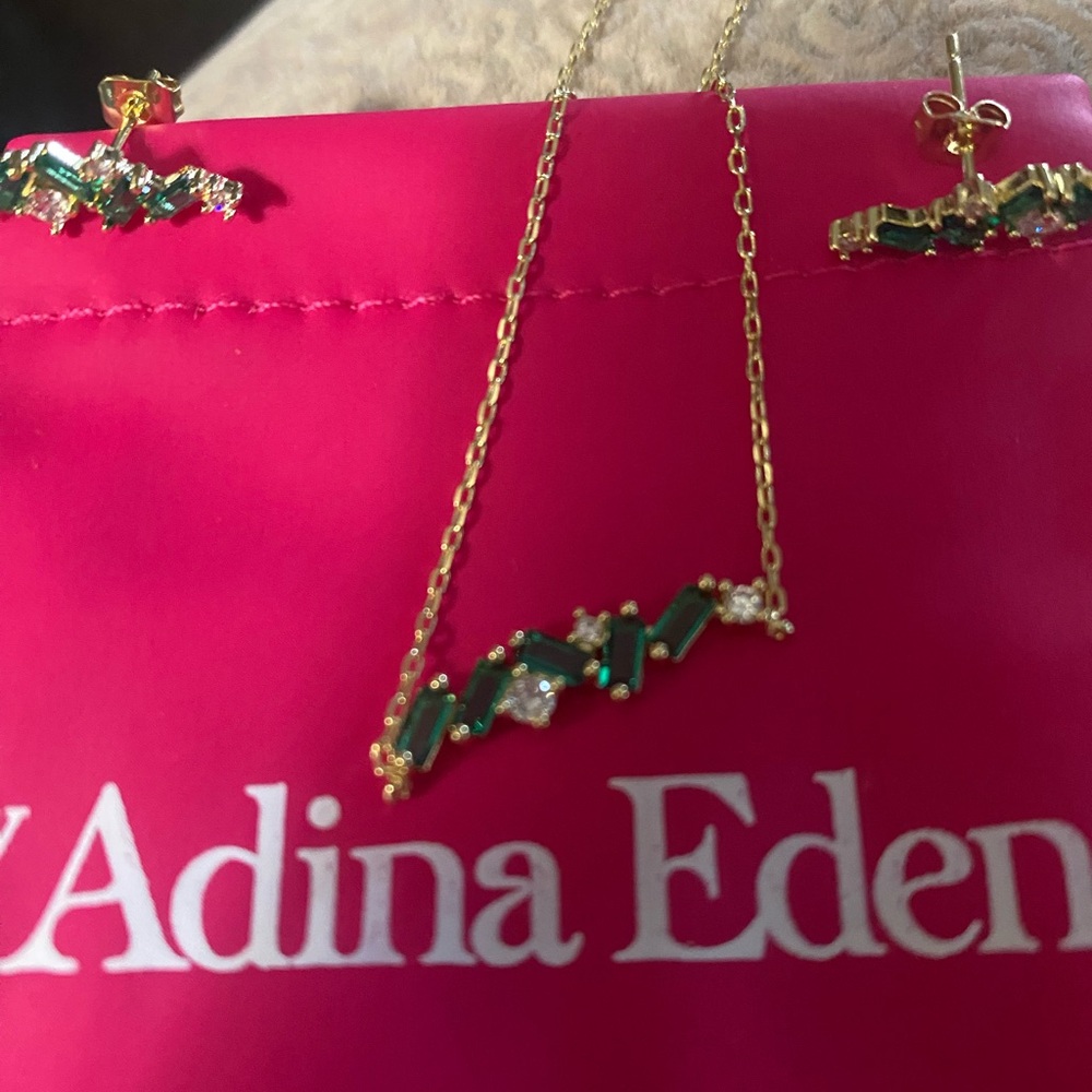 Adina Eden Green CZ Jewelry Set